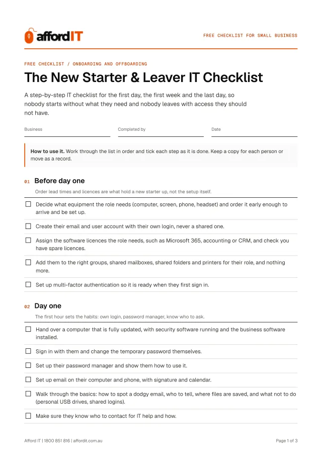 The New Starter & Leaver IT Checklist